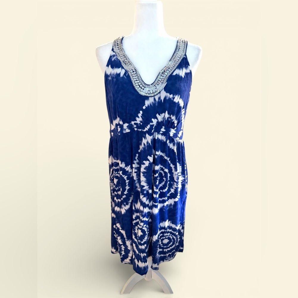 Inc International Concepts tie dye dress with silver sequin detail. Large T back